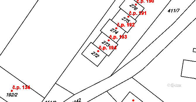 Dětřichov nad Bystřicí 194 na parcele st. 272 v KÚ Dětřichov nad Bystřicí, Katastrální mapa