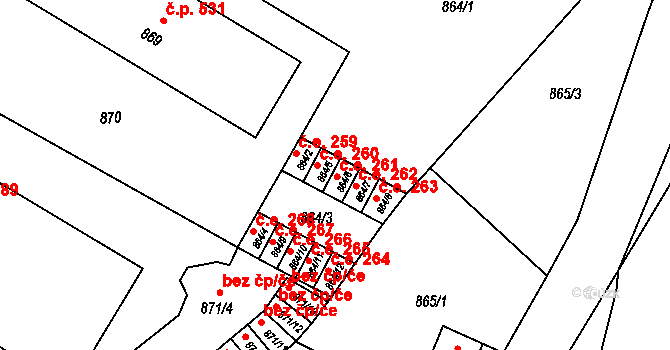 Předměstí 266, Litoměřice na parcele st. 864/10 v KÚ Litoměřice, Katastrální mapa