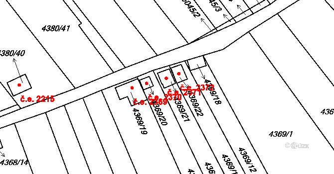 Louny 2371 na parcele st. 4369/21 v KÚ Louny, Katastrální mapa