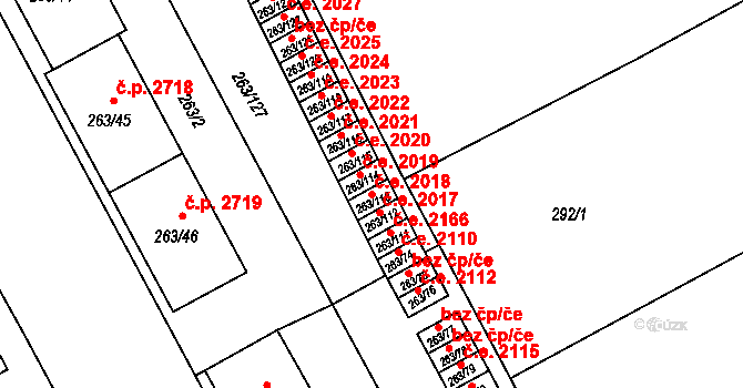 Znojmo 2018 na parcele st. 263/113 v KÚ Znojmo-Louka, Katastrální mapa