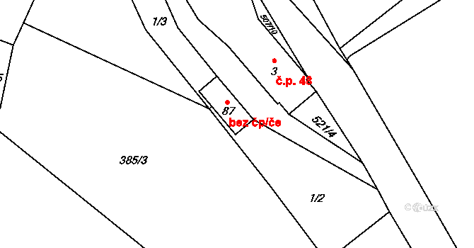 Černousy 38455714 na parcele st. 87 v KÚ Ves, Katastrální mapa