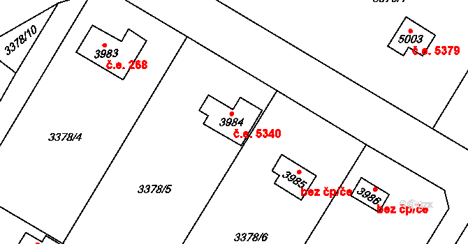 Dvůr Králové nad Labem 5340 na parcele st. 3984 v KÚ Dvůr Králové nad Labem, Katastrální mapa
