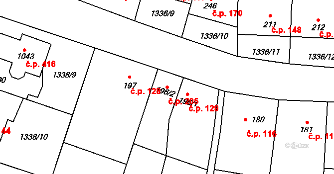 Příluky 205, Zlín na parcele st. 196/2 v KÚ Příluky u Zlína, Katastrální mapa