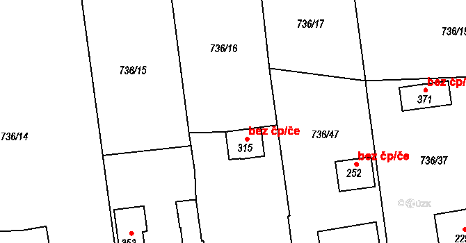 Loučka 41758714 na parcele st. 315 v KÚ Loučka u Valašského Meziříčí, Katastrální mapa