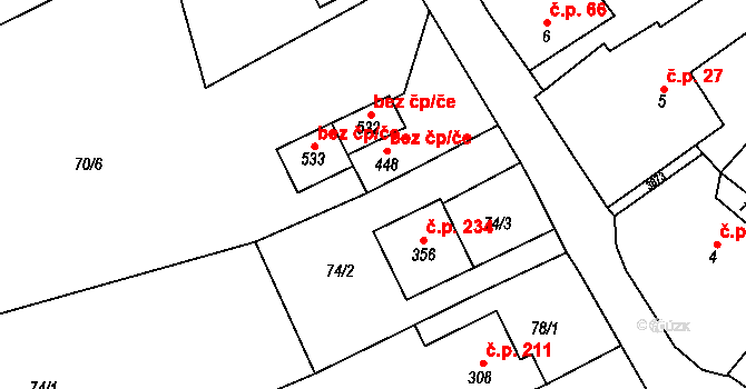 Šebetov 42302714 na parcele st. 448 v KÚ Šebetov, Katastrální mapa