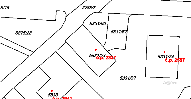 Česká Lípa 2337 na parcele st. 5831/23 v KÚ Česká Lípa, Katastrální mapa