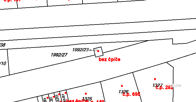 Praha 42846714 na parcele st. 1992/23 v KÚ Košíře, Katastrální mapa