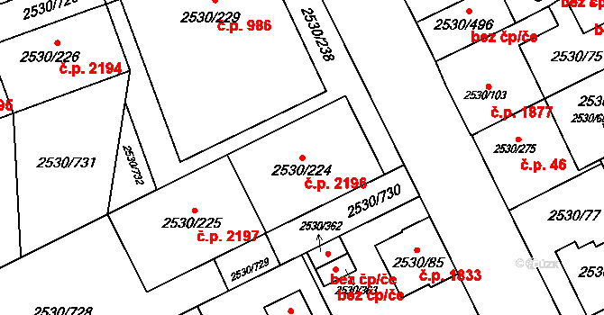 Předměstí 2196, Opava na parcele st. 2530/224 v KÚ Opava-Předměstí, Katastrální mapa