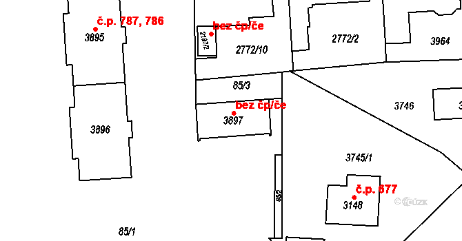 Klatovy 45201714 na parcele st. 3897 v KÚ Klatovy, Katastrální mapa