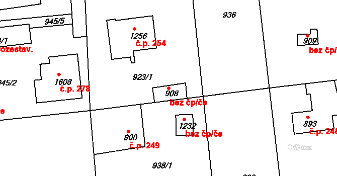 Broumov 46370714 na parcele st. 908 v KÚ Broumov, Katastrální mapa