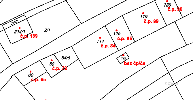 Černčín 84, Bučovice na parcele st. 114 v KÚ Černčín, Katastrální mapa