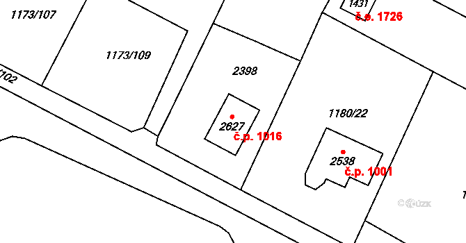 Heřmanův Městec 1016 na parcele st. 2627 v KÚ Heřmanův Městec, Katastrální mapa