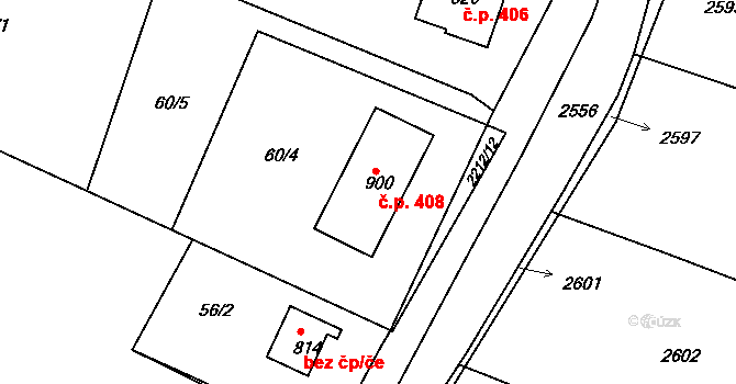 Pozlovice 408 na parcele st. 900 v KÚ Pozlovice, Katastrální mapa