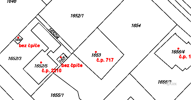 Černošice 717 na parcele st. 1653 v KÚ Černošice, Katastrální mapa