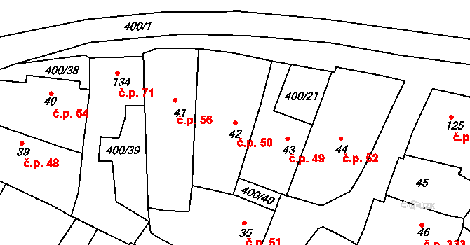 Malá Skalice 50, Česká Skalice na parcele st. 42 v KÚ Malá Skalice, Katastrální mapa