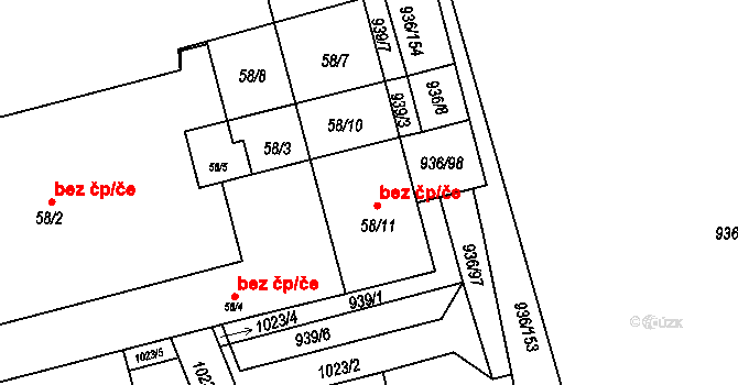 Peruc 79714714 na parcele st. 58/11 v KÚ Hřivčice, Katastrální mapa