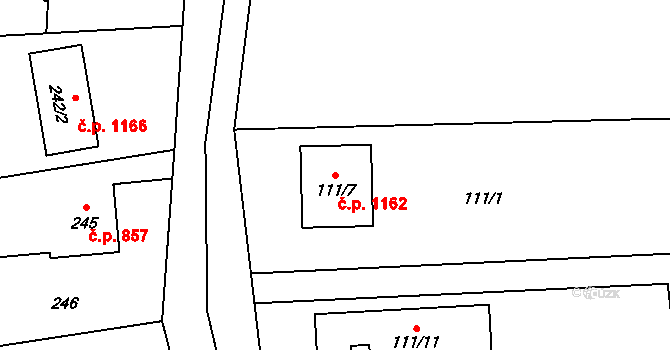 Stonava 1162 na parcele st. 111/7 v KÚ Stonava, Katastrální mapa