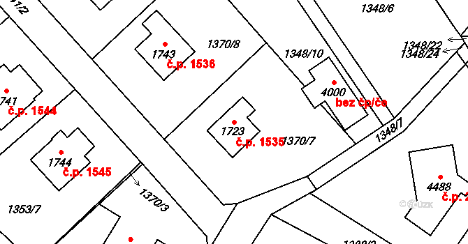 Frenštát pod Radhoštěm 1535 na parcele st. 1723 v KÚ Frenštát pod Radhoštěm, Katastrální mapa