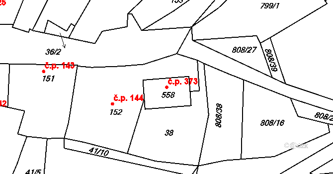 Lhenice 373 na parcele st. 558 v KÚ Lhenice, Katastrální mapa