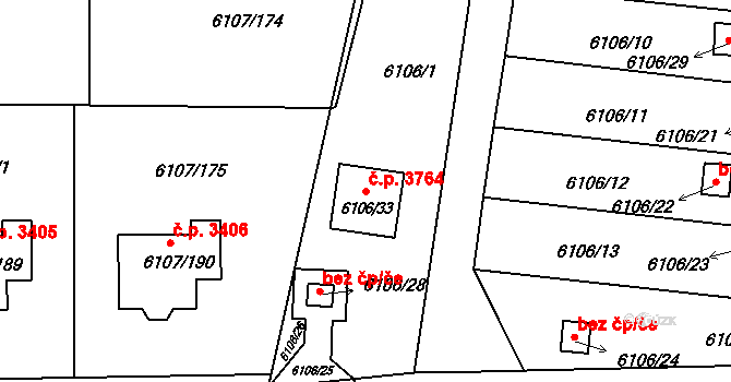 Frýdek 3764, Frýdek-Místek na parcele st. 6106/33 v KÚ Frýdek, Katastrální mapa