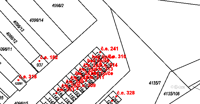 Počátky 241 na parcele st. 1153 v KÚ Počátky, Katastrální mapa