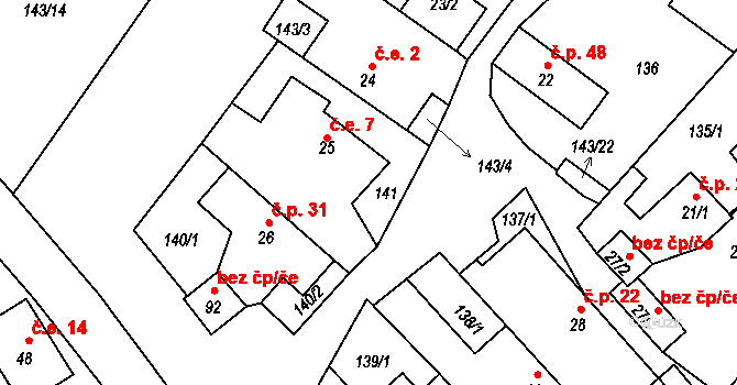 Chuchel 7, Jeřišno na parcele st. 25 v KÚ Chuchel, Katastrální mapa