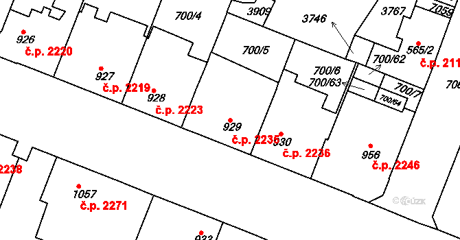 Havlíčkův Brod 2235 na parcele st. 929 v KÚ Havlíčkův Brod, Katastrální mapa