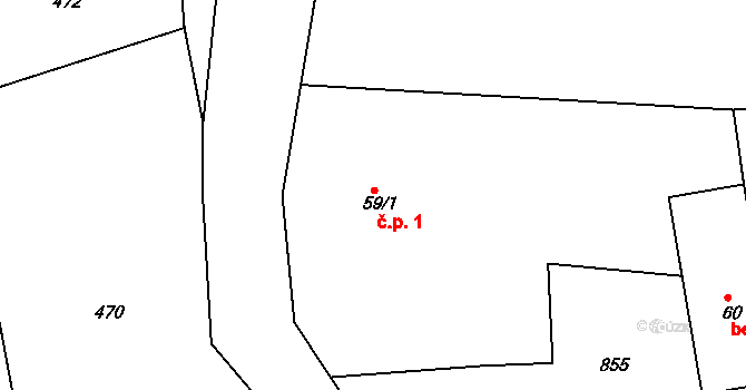 Kounov 1 na parcele st. 59/1 v KÚ Kounov u Dobrušky, Katastrální mapa