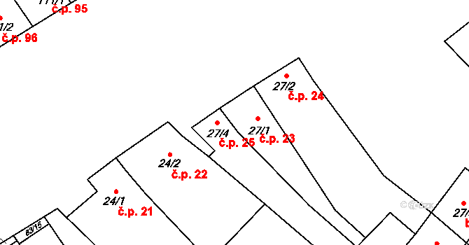 Brod nad Dyjí 23 na parcele st. 27/1 v KÚ Brod nad Dyjí, Katastrální mapa