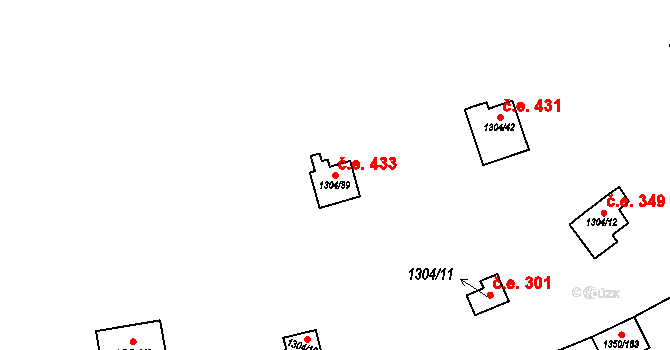 Oslnovice 433 na parcele st. 1304/39 v KÚ Oslnovice, Katastrální mapa