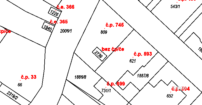 Tišnov 121476715 na parcele st. 2739 v KÚ Tišnov, Katastrální mapa