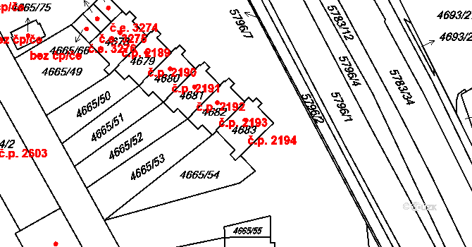 Jihlava 2194 na parcele st. 4683 v KÚ Jihlava, Katastrální mapa