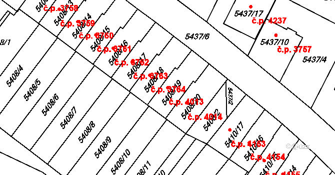Jihlava 4013 na parcele st. 5408/19 v KÚ Jihlava, Katastrální mapa