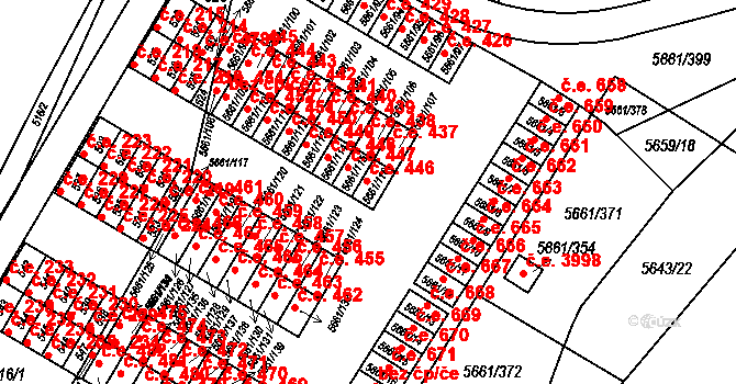 Jihlava 446 na parcele st. 5661/116 v KÚ Jihlava, Katastrální mapa