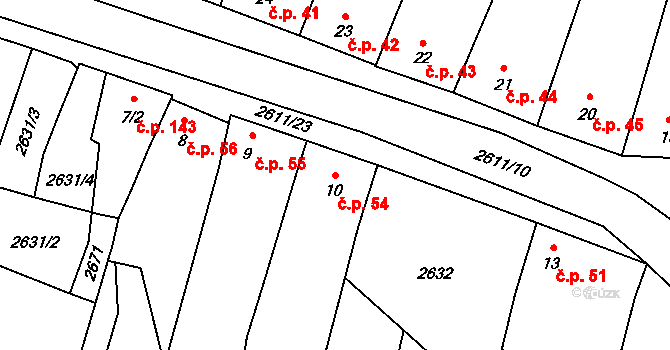 Horní Dvořiště 54 na parcele st. 10 v KÚ Horní Dvořiště, Katastrální mapa