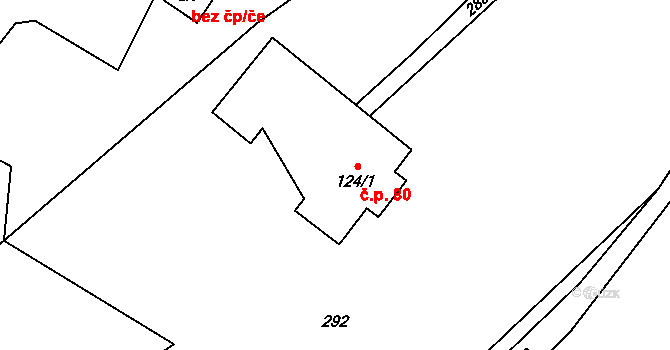 Nové Heřminovy 80 na parcele st. 124/1 v KÚ Nové Heřminovy, Katastrální mapa