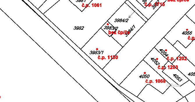 Kročehlavy 1130, Kladno na parcele st. 3983/1 v KÚ Kročehlavy, Katastrální mapa