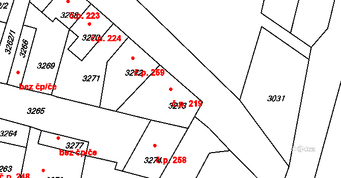 Mimoň I 219, Mimoň na parcele st. 3273 v KÚ Mimoň, Katastrální mapa