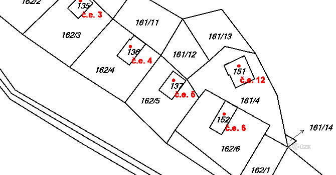Takonín 5, Bílkovice na parcele st. 137 v KÚ Bílkovice, Katastrální mapa