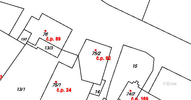 Černovice 82 na parcele st. 75/2 v KÚ Černovice u Kunštátu, Katastrální mapa