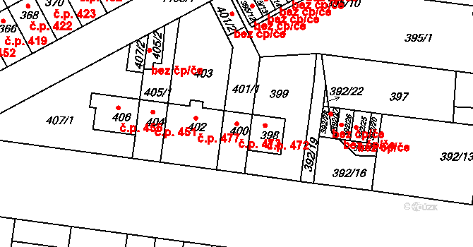 Prosek 473, Praha na parcele st. 400 v KÚ Prosek, Katastrální mapa