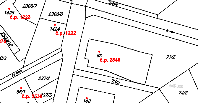 Dvůr Králové nad Labem 2545 na parcele st. 63 v KÚ Sylvárov, Katastrální mapa
