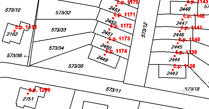 Vrchlabí 1174 na parcele st. 2449 v KÚ Vrchlabí, Katastrální mapa