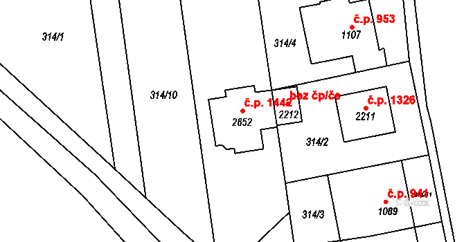 Lipník nad Bečvou I-Město 1442, Lipník nad Bečvou na parcele st. 2852 v KÚ Lipník nad Bečvou, Katastrální mapa