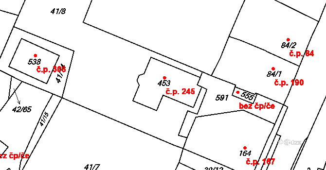 Blatnice 245 na parcele st. 453 v KÚ Blatnice u Nýřan, Katastrální mapa
