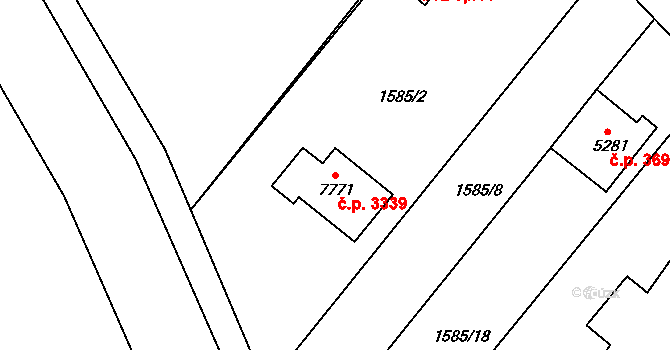Kroměříž 3339 na parcele st. 7771 v KÚ Kroměříž, Katastrální mapa