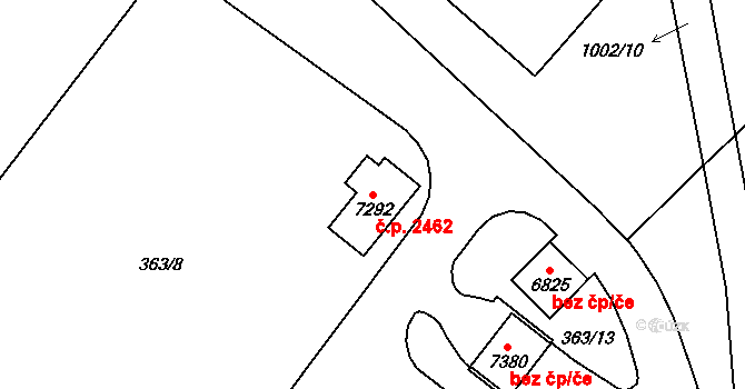 Cheb 2462 na parcele st. 7292 v KÚ Cheb, Katastrální mapa