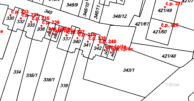 Březová 240 na parcele st. 342 v KÚ Březová u Sokolova, Katastrální mapa