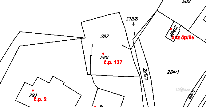 Žežice 137, Příbram na parcele st. 286 v KÚ Žežice, Katastrální mapa