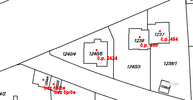Břevnov 2424, Praha na parcele st. 1240/5 v KÚ Břevnov, Katastrální mapa